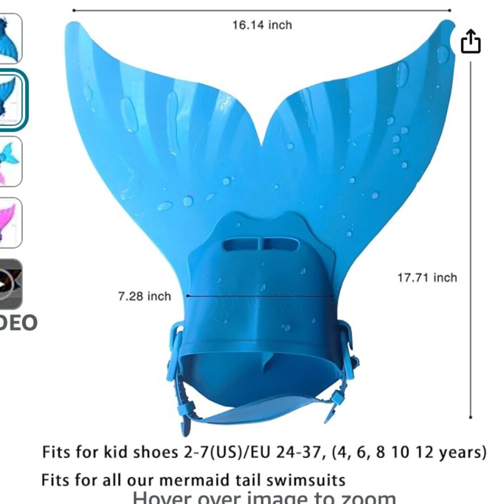 NEW GALLDEALS Mermaid Monofin for Kids Girls Boys Mermaid Tail for Swim - Picture 2 of 2